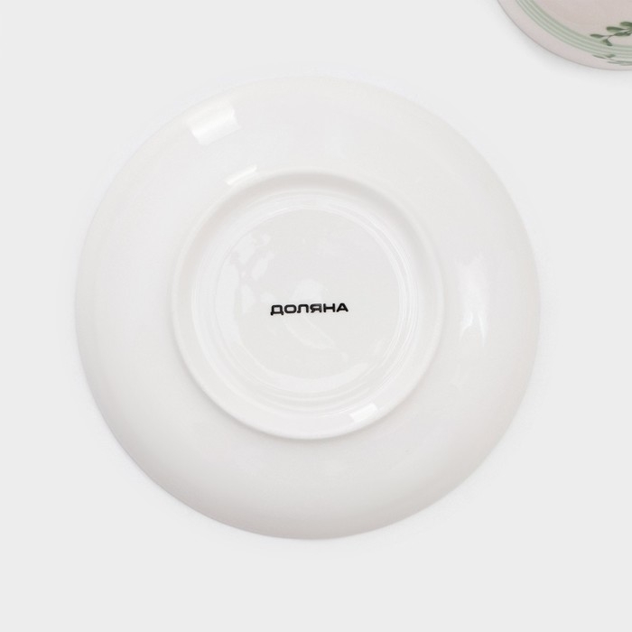 Сервиз фарфоровый чайный Доляна &laquo;Эвкалипт&raquo;, 12 предметов: 6 чашек 280 мл, 6 блюдец d=15 см