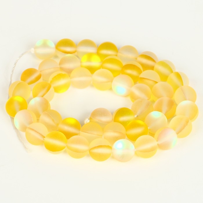 Бусины из натурального камня &laquo;Кошачий глаз&raquo;, набор 46 шт., размер 1 шт. &mdash; 8 мм, жёлтый