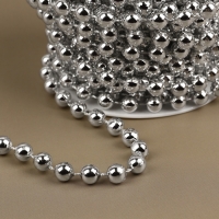 Бусы на нитях, круглые, 7,5 мм, 10 &plusmn; 1 м, цвет серебряный