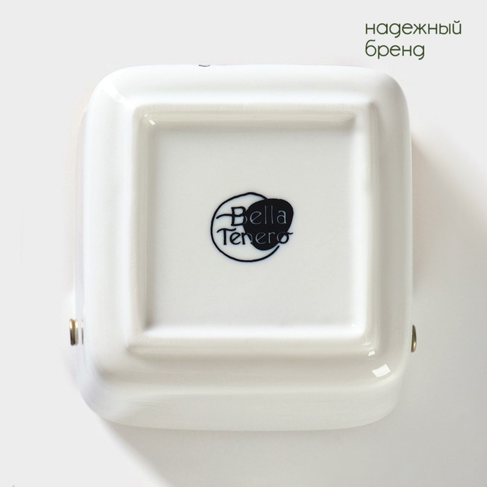 Банка для хранения сыпучих продуктов с ложкой &laquo;Эстет. Овощи&raquo;, 250 мл, с бамбуковой крышкой, фарфоровая, цвет белый