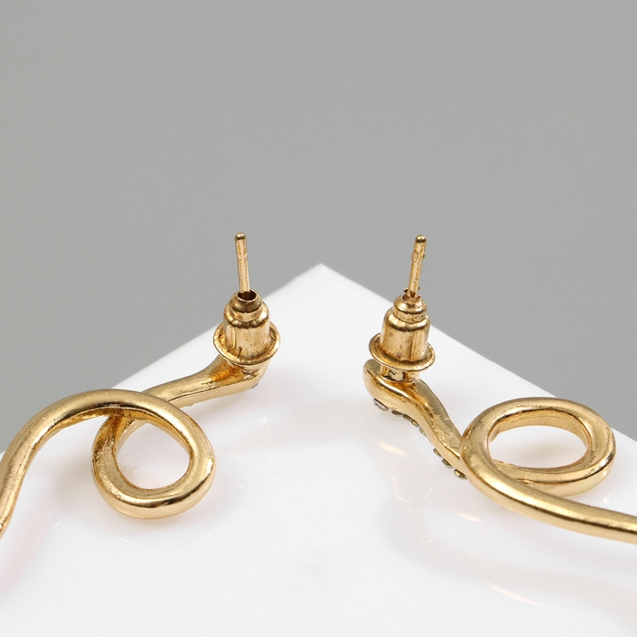 Новый год! Символ года 2025! Серьги со стразами &laquo;Змейка&raquo; спираль мини, цвет белый в золоте