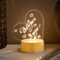 Ночник с маркером для заметок, 12.5x16.5x9.5 см, 6 LED, USB, сердце, свечение тёплое белое