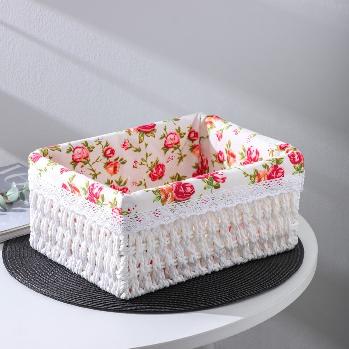 Корзина для хранения плетёная ручной работы Доляна &laquo;Лето&raquo;, 26&times;20&times;11 см, цвет белый