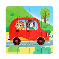 Пазлы 4 в 1 в металлической коробке &laquo;Едем, плывём, летим&raquo;, 4, 6, 9, 12 деталей