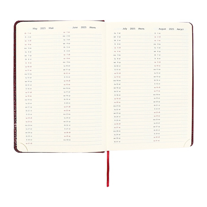 Ежедневник датированный 2024 A5 176 листов, deVENTE.Belcanto, твёрдая обложка из искусственной кожи с поролоном, ляссе, кремовый блок 70 г/м2, бордовый