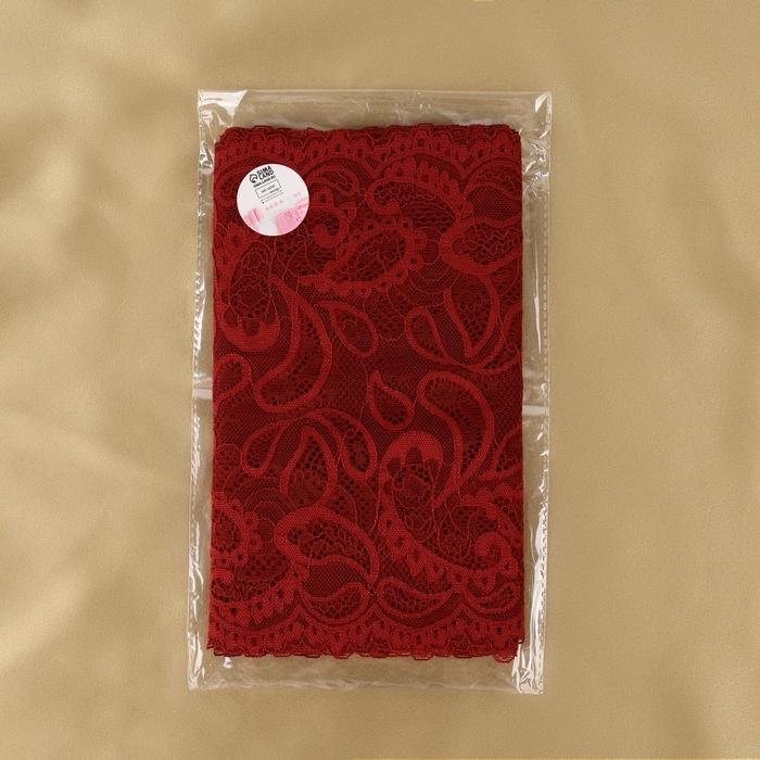 Кружевная эластичная ткань, 230 мм &times; 2,7 &plusmn; 0,5 м, цвет бордовый