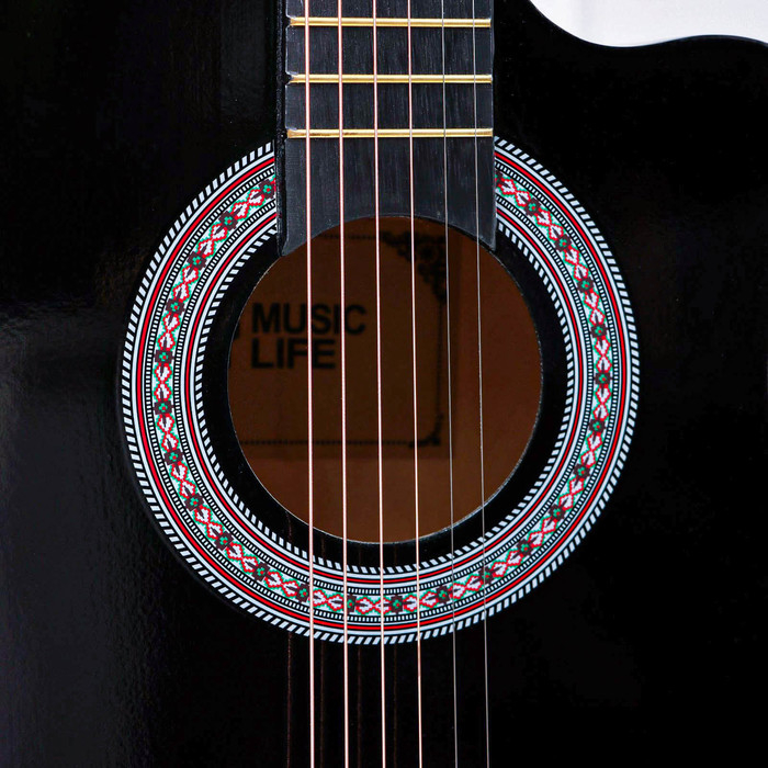 Гитара акустическая Music Life QD-H38Q-JP черная, 6-ти струнная, 97 см