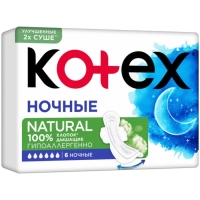 Прокладки &laquo;Kotex&raquo; Natural ночные, 6 шт.