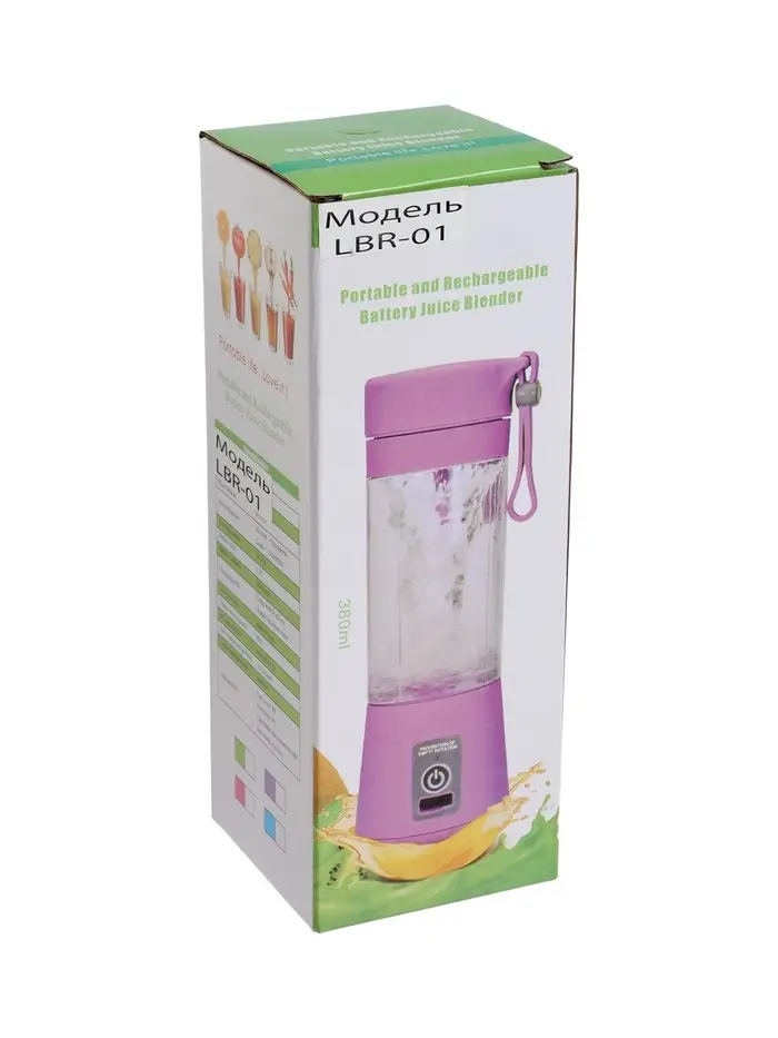 Блендер LBR-01, портативный, 24 Вт, 380 мл, USB, фиолетовый