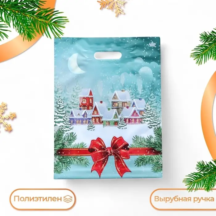 Пакет &laquo;Снежный город&raquo;, полиэтиленовый с вырубной ручкой, 40&times;31 см