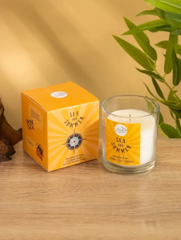 Свеча с кристаллом внутри Sea and Summer "Vacation at Sea" морской, 120 гр