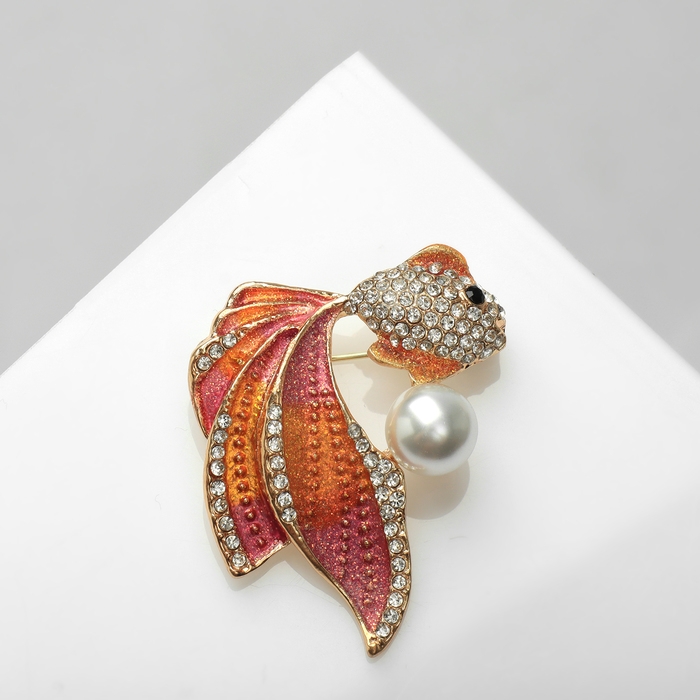 Брошь &laquo;Рыбка&raquo;, цветная в золоте