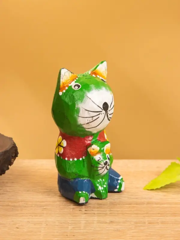 Сувенир интерьерный "Котики" 5х5х8 см, дерево, цв. зелёный