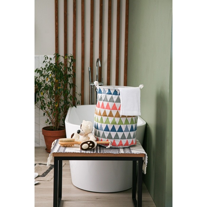 Корзина бельевая Доляна &laquo;Цветные треугольники&raquo;, 35&times;35&times;45 см, текстиль