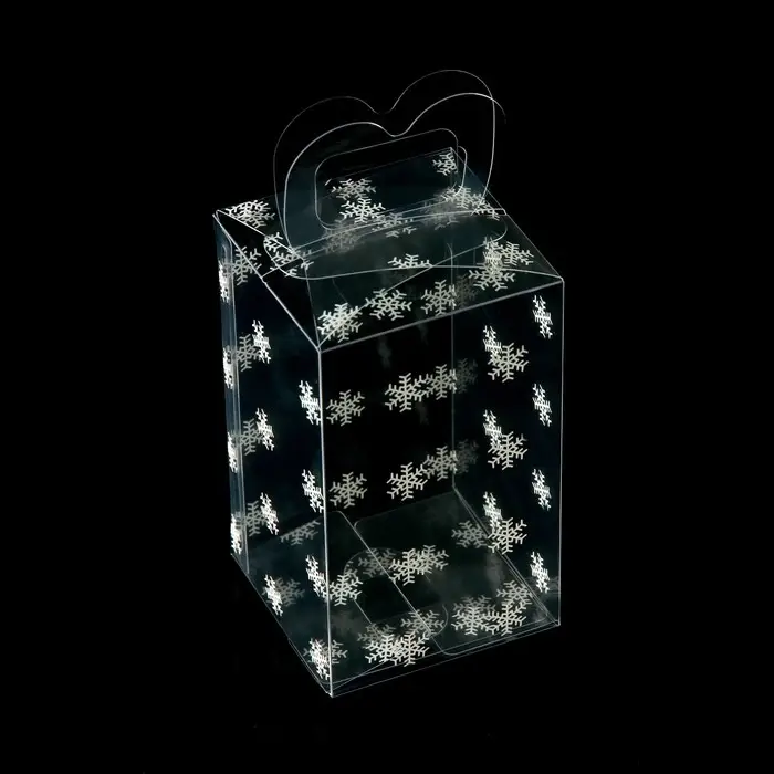 Коробка подарочная новогодняя складная ПВХ &laquo;Снежинки&raquo; 12&times;7&times;7 см