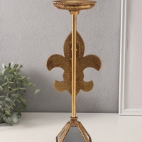 Подсвечник полистоун на 1 свечу "Зеркальная геральдическая лилия" 14х11х38,5 см