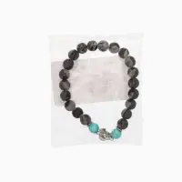 Браслет "Черепашка" камень пирит, лава, длина 18 см, цв. чёрный, бирюзовый