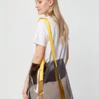 Шопер Clear Fest, прозрачный серый с желтыми ручками