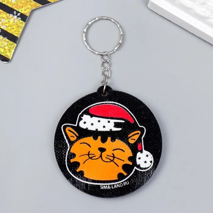 Брелок EVA "Рыжий котик в новогоднем колпаке" 6х5,7 см