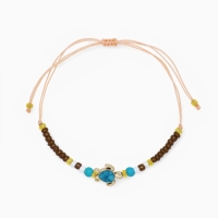 Браслет &laquo;Черепаха&raquo; на нити, бусина со стразом, коричневый в золоте