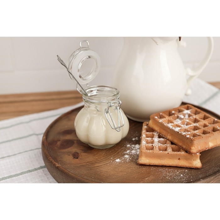 Банка стеклянная для хранения сыпучих продуктов Доляна &laquo;Чеснок&raquo;, 100 мл, 7&times;8 см, с бугельным замком