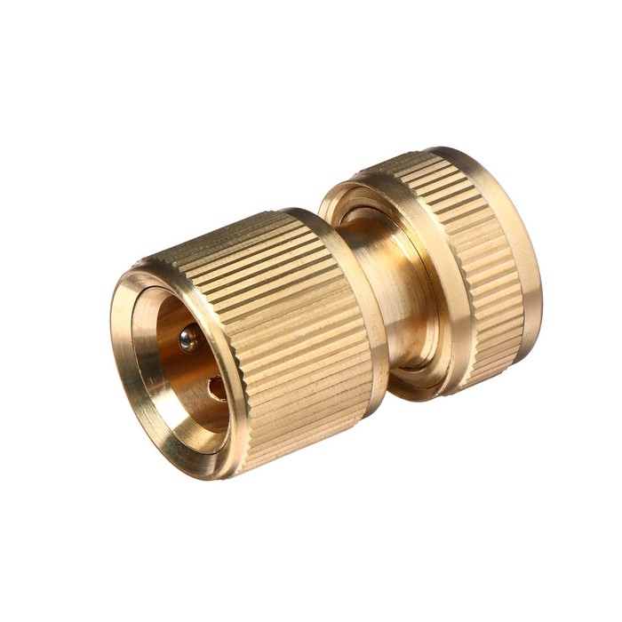Коннектор с аквастопом, 1/2" (12 мм), быстросъёмное соединение, латунь, Greengo