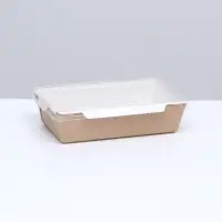 Контейнер с плоской крышкой, крафт, 0,8 л, 19 х 13 х 5,5 см