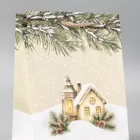 Пакет подарочный новогодний ламинированный, &laquo;Новогодний дом&raquo; , 18&times;10&times;22.3 см