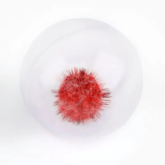 Шарик для кошек с помпошкой, 4 см, фасовка в банку по 25 шт, МИКС