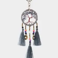 Брелок ловец снов "Древо" 19 см, цв. серый