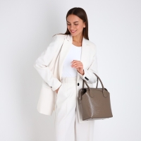 Сумка женская на молнии, с косметичкой, цвет капучино