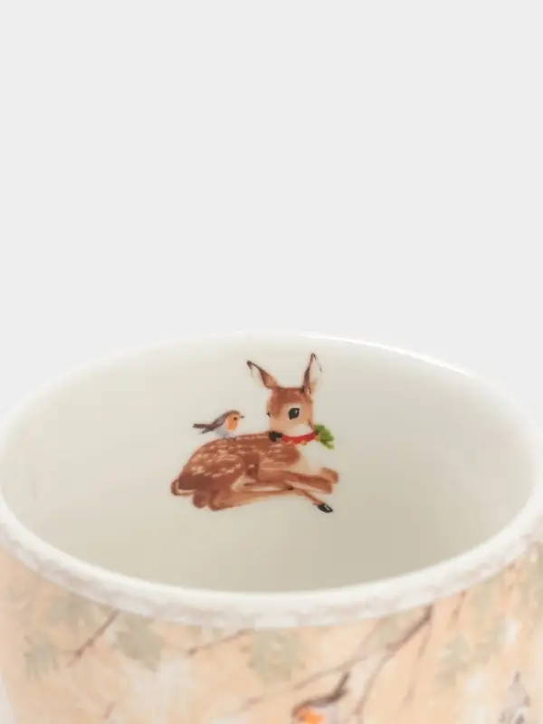 Набор кружек новогодних &laquo;Лесное чудо&raquo;, 2 шт., 220 мл, керамика, подарочная упаковка, бежевый