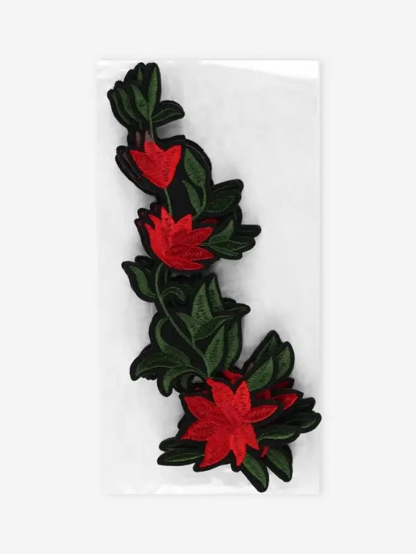 Термоаппликация &laquo;Цветы&raquo;, 20&times;7 см, красная