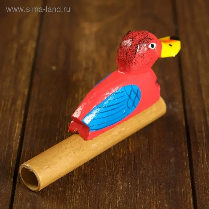 Сувенирный музыкальный инструмент "Свисток птичка" 13х3х5 см МИКС