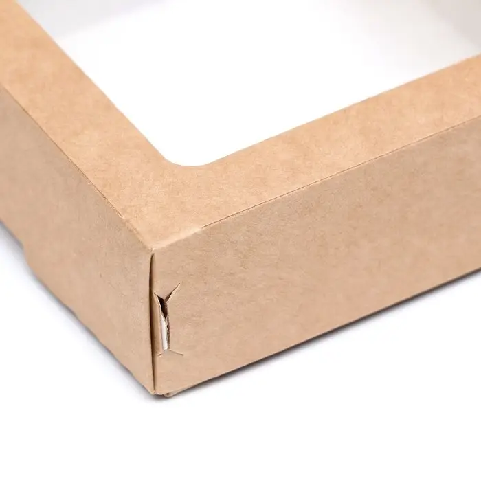 Коробка пищевая, с окном, крафт, 10&times;10&times;3.5 см