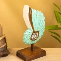 Набор сувенирный "Раковины" дерево (h - 35.30 и 25 см), цв. бирюзовый