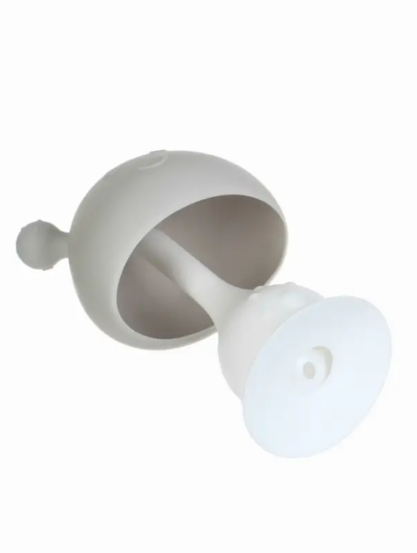 Прорезыватель силиконовый для зубов с погремушкой 3 в 1 M&B &laquo;Зайка&raquo;, серый