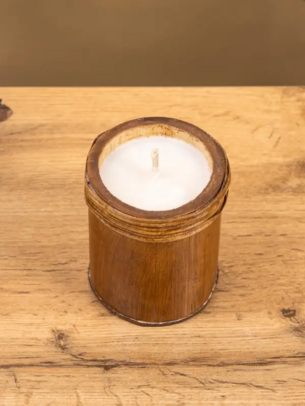 Свеча ароматизированная в бамбуке "Роза" 8х8х9 см, 200 мл, цв. бежевый