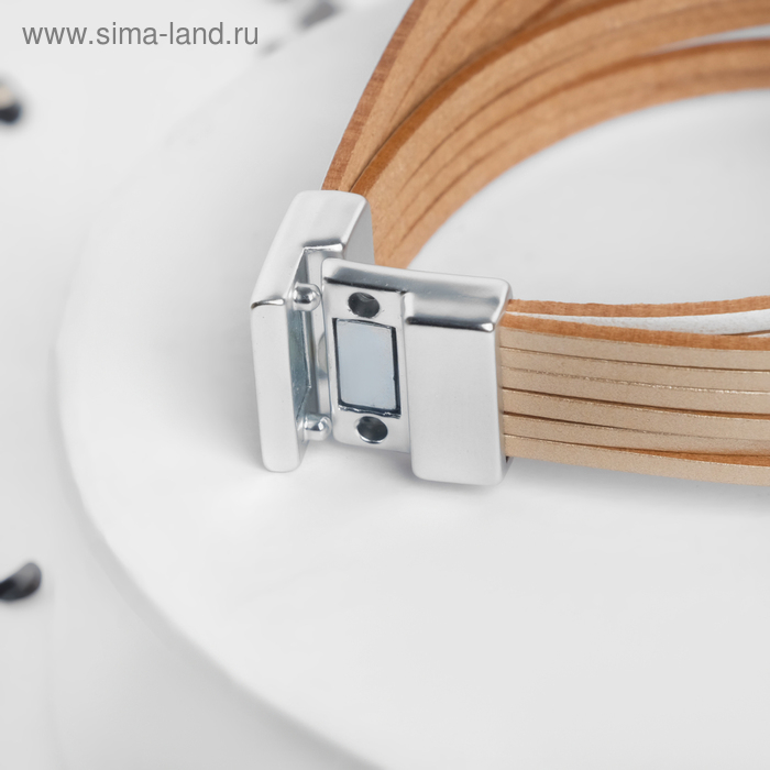 Браслет кожа &laquo;На магните&raquo; сплошные линии с дугой, цвет бело-бежевый, 18,5 см