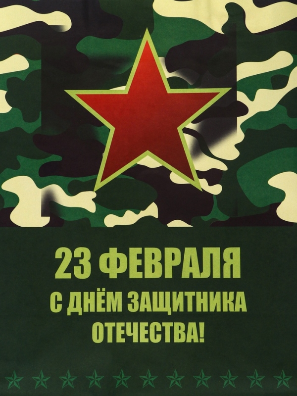 Пакет подарочный крафт "С 23 Февраля" 21 х 11 х 27 См