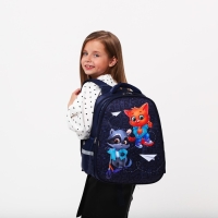 Рюкзак школьный каркасный 39х30х14 см &laquo;1 сентября: Енотик и лисёнок&raquo;