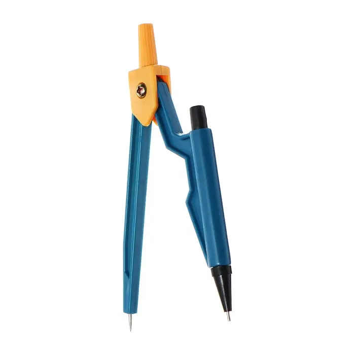 Циркуль пластиковый 120 мм с механическим карандашом, в ПВХ, с грифелями, МИКС