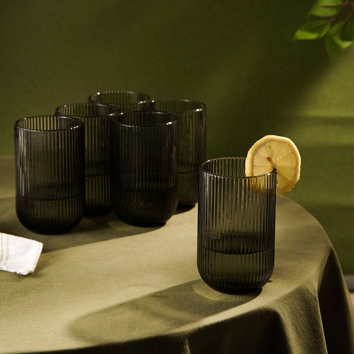 Набор стаканов стеклянный SL Home &laquo;Модерн&raquo;, 400 мл, 8&times;13 см, цвет графитовый