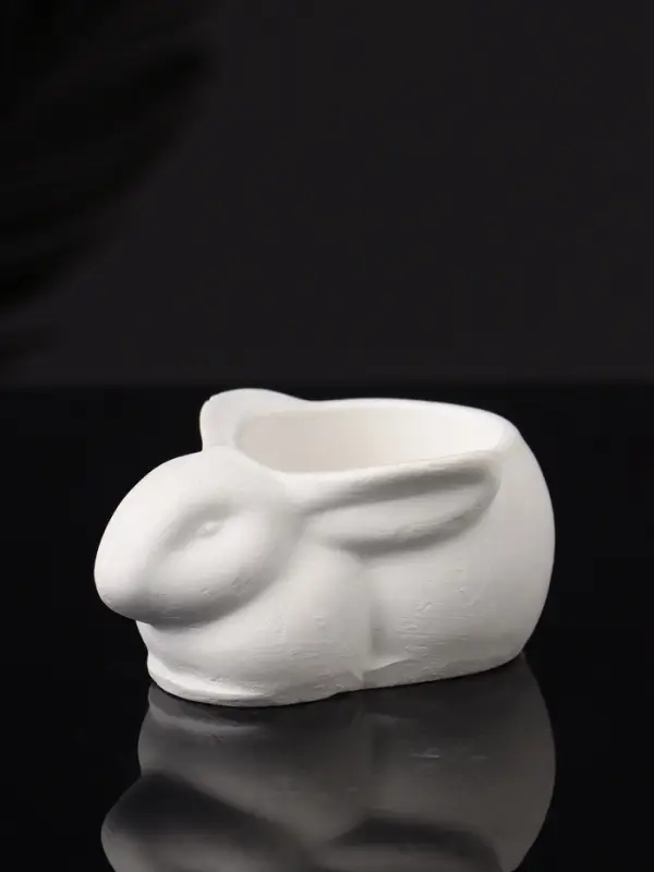 Подсвечник "Заяц" 9х6х4 см, натуральный, гипс