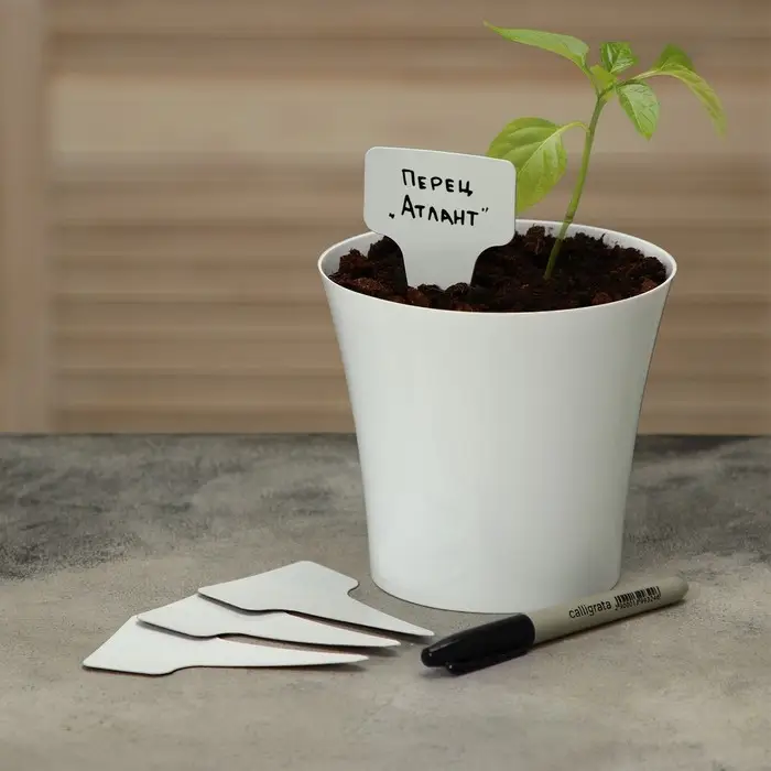 Таблички садовые для маркировки, 10 см, с маркером, набор 25 шт., пластик, МИКС