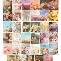 Набор мини-открыток в коробке со скрепками &laquo;Цветы&raquo;, 35 штук, 8 x 10 см