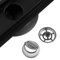 Трап ZEIN engr, c флaнцeм свободного вращ 360&deg;, 7*50 см, d=40/50 мм, нерж сталь, черный