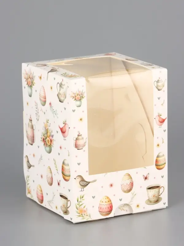 Коробка подарочная пасхальная с окном &laquo;Пасхальное чаепитие&raquo; 9.5&times;9.5&times;12.5 см