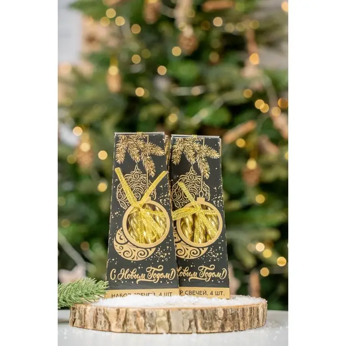 Набор свечей Новогодний 8 шт,  1,5 см х 1,5 см х 15 см