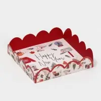 Коробка для кондитерских изделий с PVC крышкой &laquo;Зимние каникулы&raquo;, 13 х 13 х 3 см